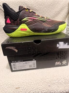Men's Anta KAI 1 Speed Black & Neon Yellow Basketball Shoes